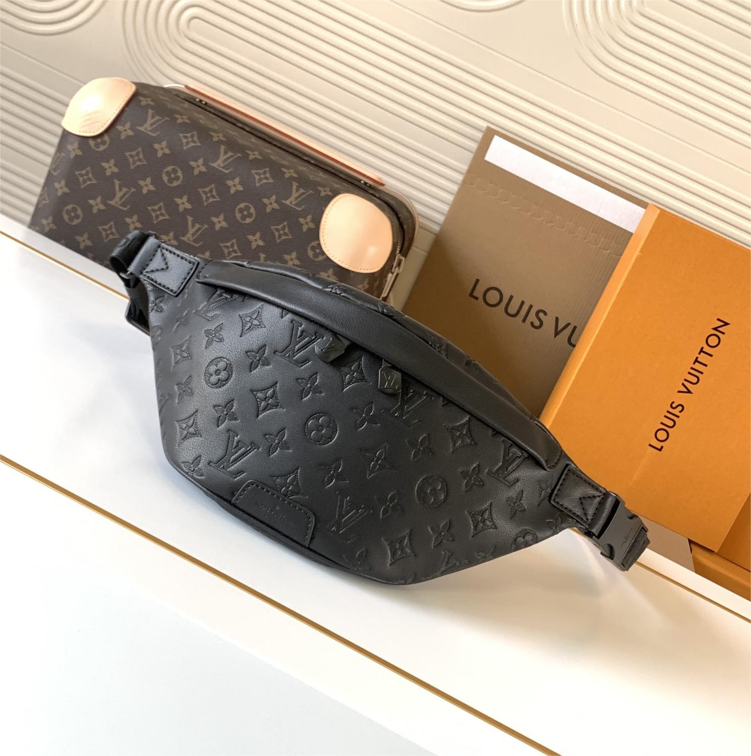 Louis Vuitton MINI BUMBAG Classic Medium Black Canvas Textured Handbag Louis Vuitton MINI BUMBAG Classic Medium Black Canvas Textured Handbag