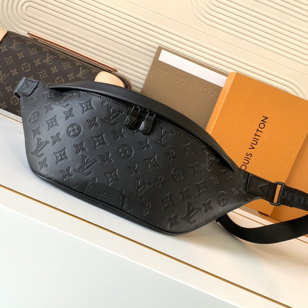 Louis Vuitton MINI BUMBAG Classic Medium Black Canvas Textured Leather Bag Louis Vuitton MINI BUMBAG Classic Medium Black Canvas Textured Leather Bag