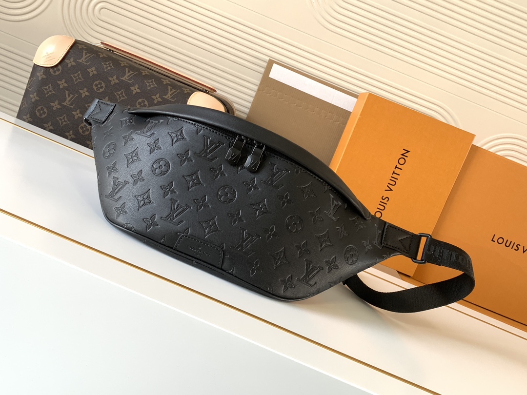 Louis Vuitton MINI BUMBAG Classic Medium Black Canvas Textured Leather Bag Louis Vuitton MINI BUMBAG Classic Medium Black Canvas Textured Leather Bag