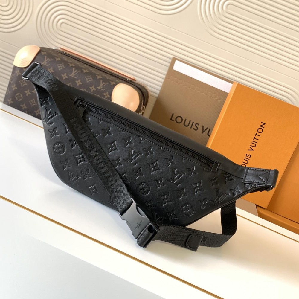 Louis Vuitton MINI BUMBAG Classic Medium Black Canvas Textured Leather Bag Louis Vuitton MINI BUMBAG Classic Medium Black Canvas Textured Leather Bag
