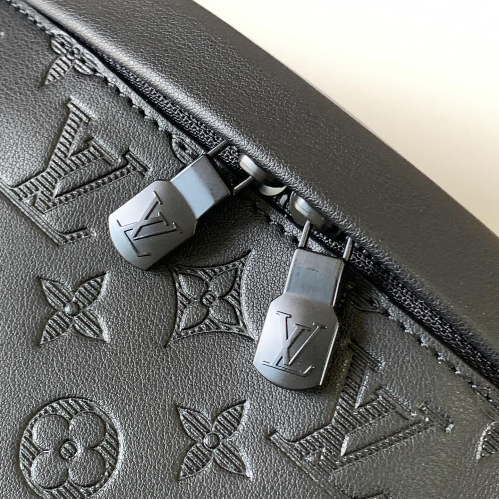 Louis Vuitton MINI BUMBAG Classic Medium Black Canvas Textured Leather Bag Louis Vuitton MINI BUMBAG Classic Medium Black Canvas Textured Leather Bag