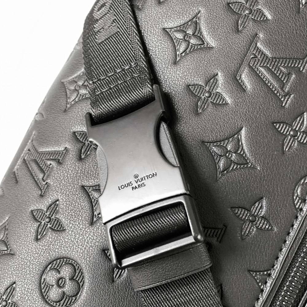 Louis Vuitton MINI BUMBAG Classic Medium Black Canvas Textured Leather Bag Louis Vuitton MINI BUMBAG Classic Medium Black Canvas Textured Leather Bag