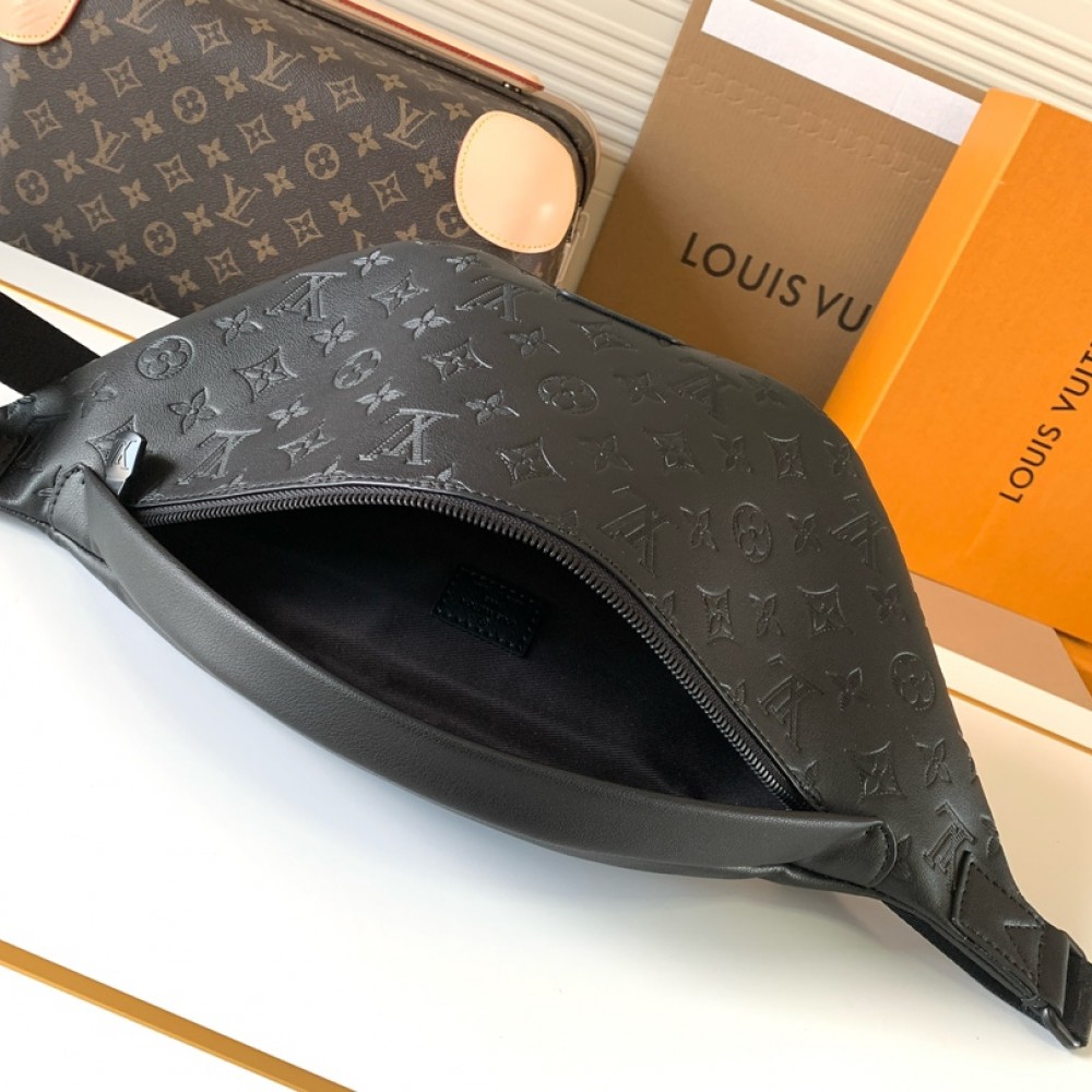 Louis Vuitton MINI BUMBAG Classic Medium Black Canvas Textured Leather Bag Louis Vuitton MINI BUMBAG Classic Medium Black Canvas Textured Leather Bag