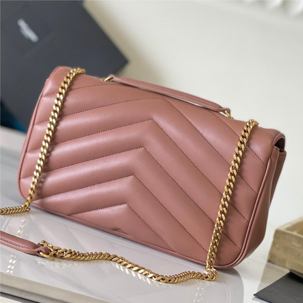 Saint Laurent NIKI series warm pink quilted leather exquisite hardware chain bag Saint Laurent NIKI series warm pink quilted leather exquisite hardware chain bag