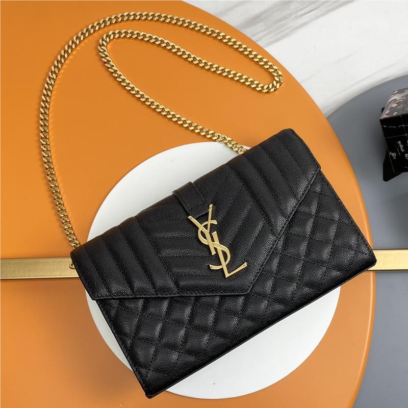 Saint Laurent classic chain stripe caviar leather shoulder bag Saint Laurent classic chain stripe caviar leather shoulder bag