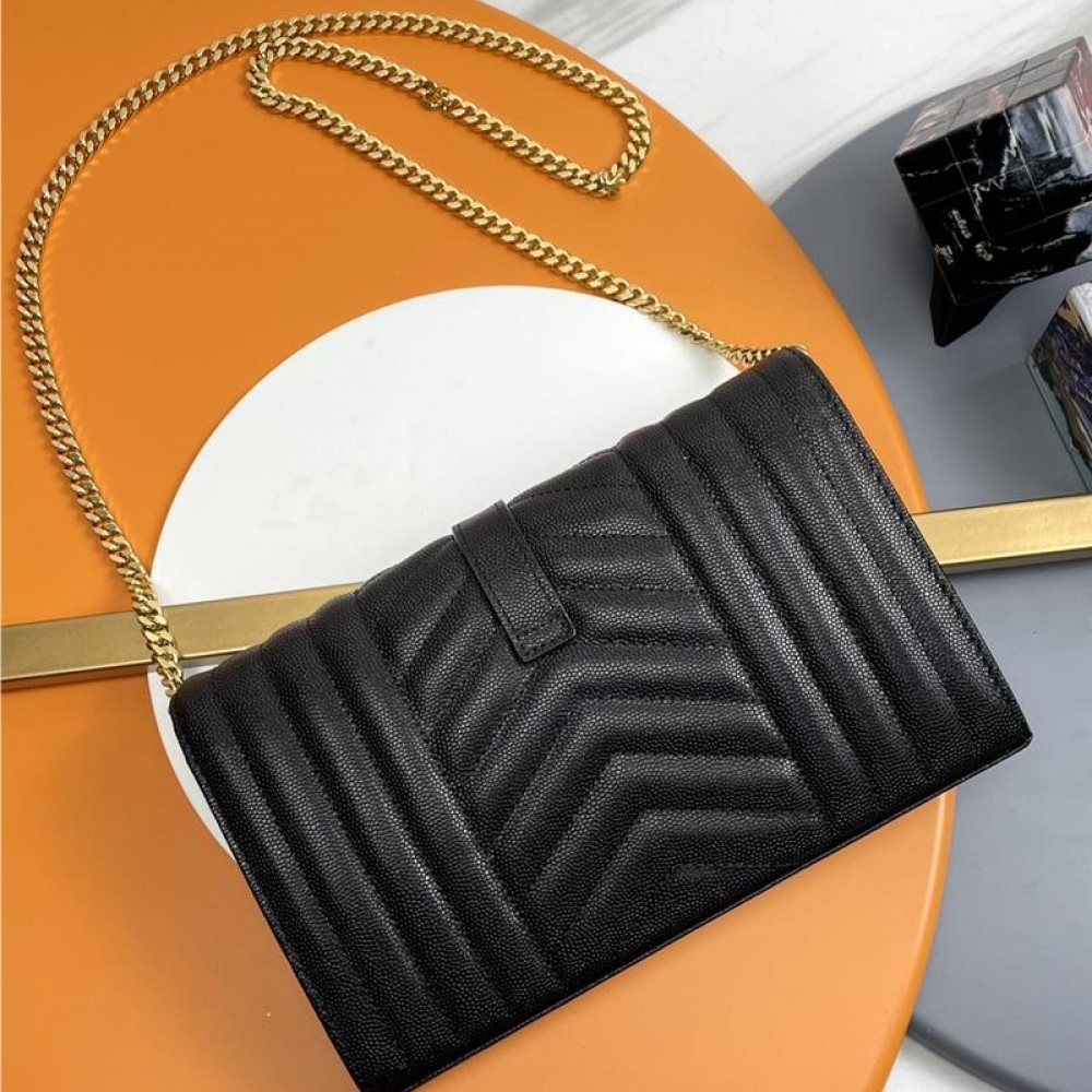 Saint Laurent classic chain stripe caviar leather shoulder bag Saint Laurent classic chain stripe caviar leather shoulder bag
