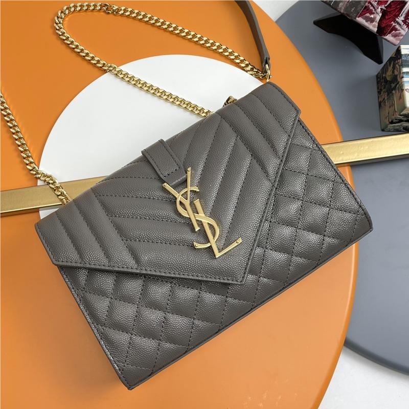 Saint Laurent classic chain stripe dark green leather shoulder bag Saint Laurent classic chain stripe dark green leather shoulder bag