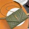 Saint Laurent Classic Chain Stripe Emerald Green Leather Shoulder Bag Saint Laurent Classic Chain Stripe Emerald Green Leather Shoulder Bag