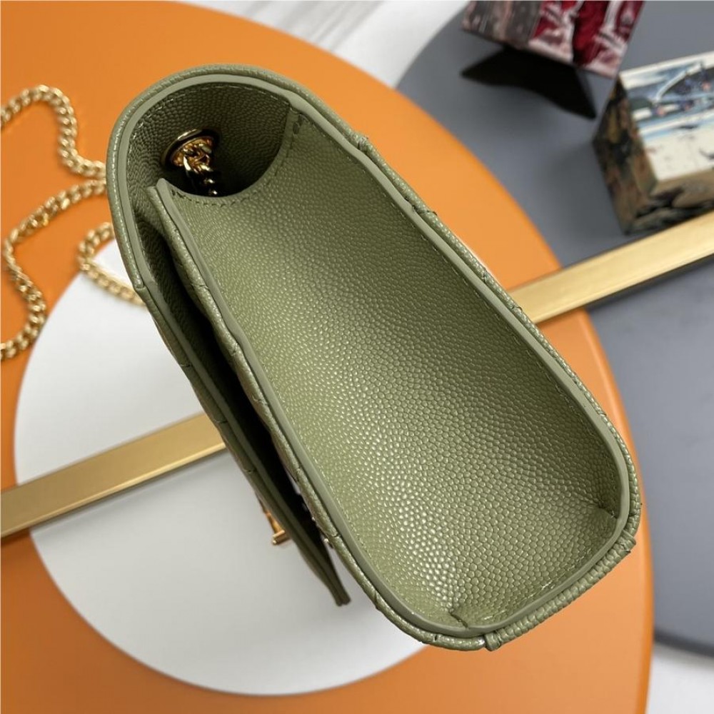 Saint Laurent Classic Chain Stripe Emerald Green Leather Shoulder Bag Saint Laurent Classic Chain Stripe Emerald Green Leather Shoulder Bag