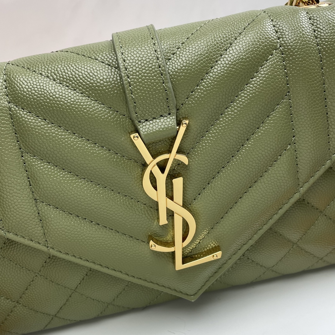 Saint Laurent Classic Chain Stripe Emerald Green Leather Shoulder Bag Saint Laurent Classic Chain Stripe Emerald Green Leather Shoulder Bag