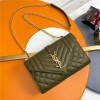 Saint Laurent Classic Chain Stripe Crocodile Green Leather Shoulder Bag Saint Laurent Classic Chain Stripe Crocodile Green Leather Shoulder Bag