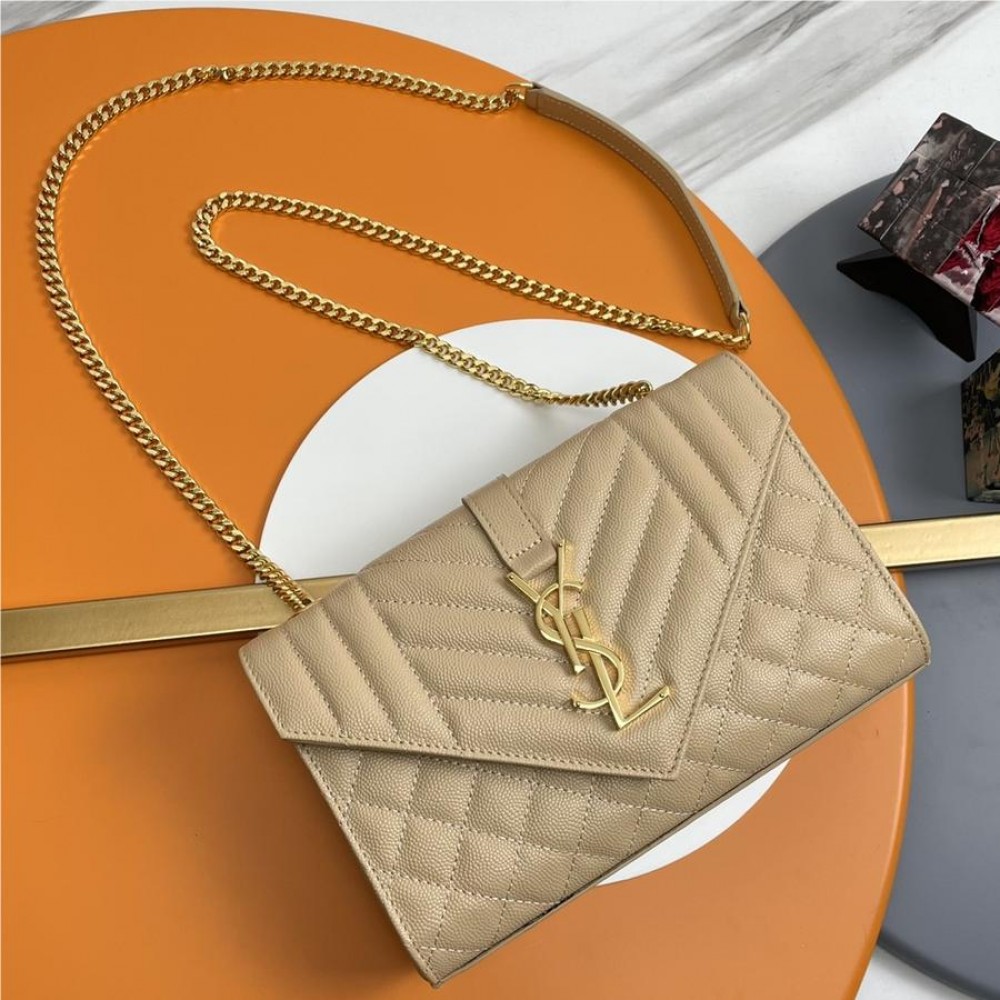 Saint Laurent Classic Chain Stripe Amber Leather Shoulder Bag Saint Laurent Classic Chain Stripe Amber Leather Shoulder Bag
