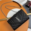 Saint Laurent classic silver hardware chain black textured leather shoulder bag Saint Laurent classic silver hardware chain black textured leather shoulder bag