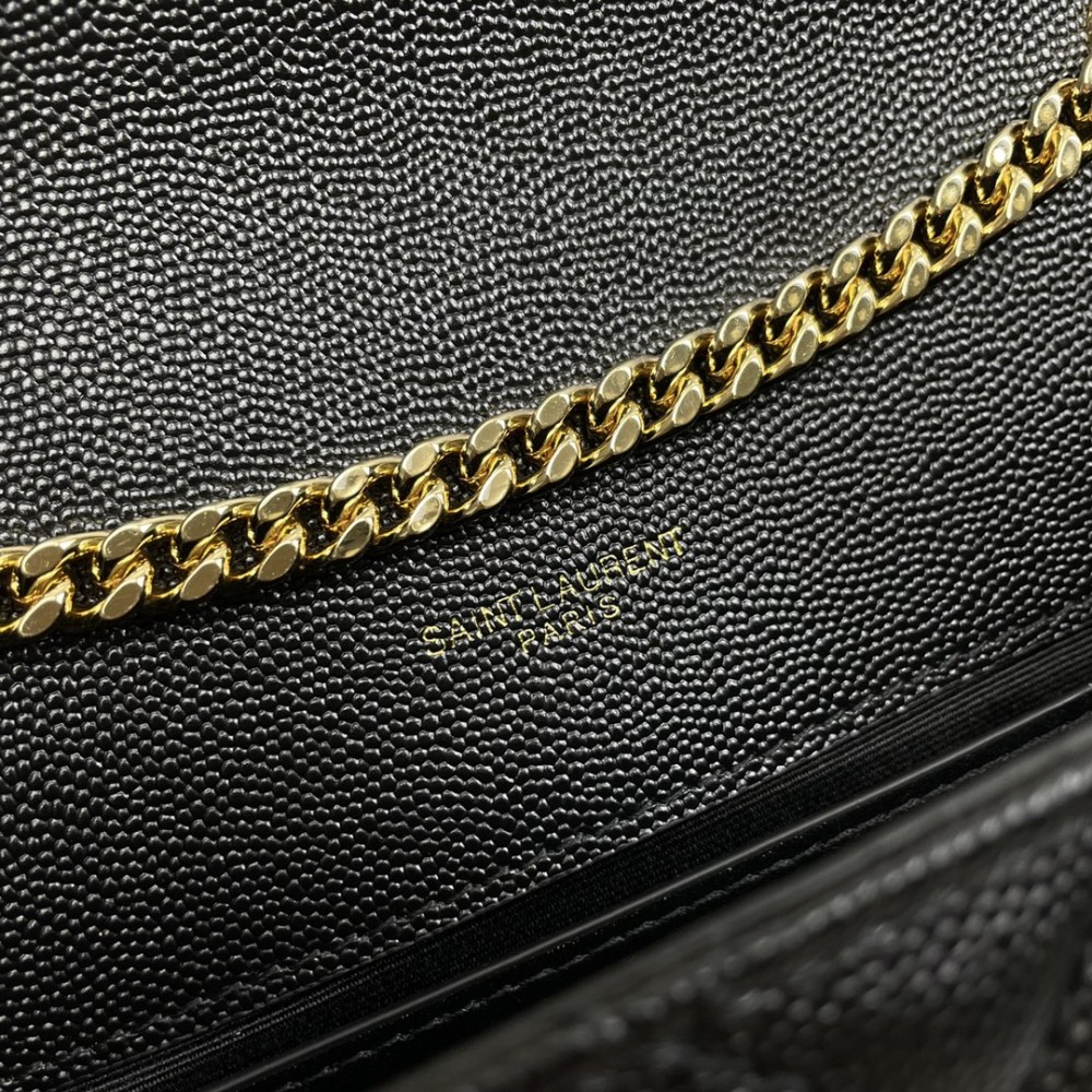 Saint Laurent classic gold hardware leather chain black textured leather shoulder bag Saint Laurent classic gold hardware leather chain black textured leather shoulder bag