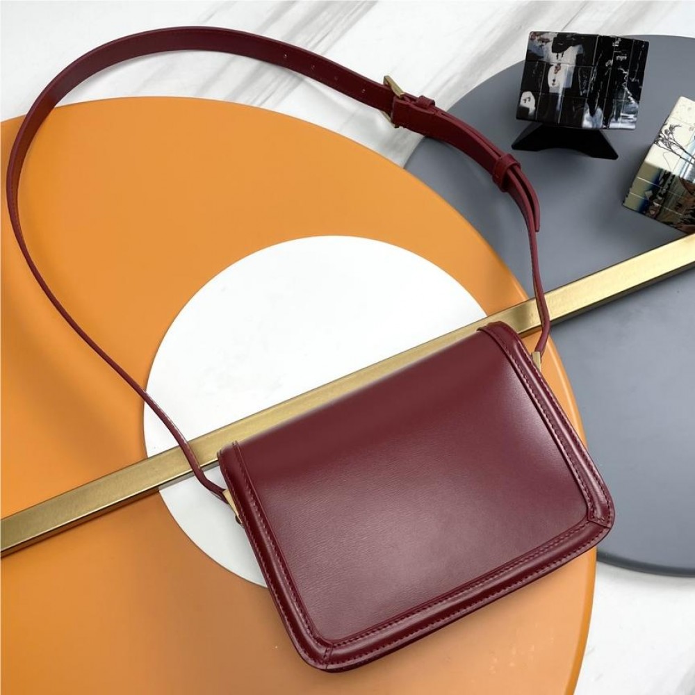 Saint Laurent Burgundy Crimson Manhattan SUNSET Flap Shoulder Bag Saint Laurent Burgundy Crimson Manhattan SUNSET Flap Shoulder Bag