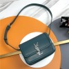 Saint Laurent Burgundy Emerald Teal Manhattan SUNSET Flap Shoulder Bag Saint Laurent Burgundy Emerald Teal Manhattan SUNSET Flap Shoulder Bag