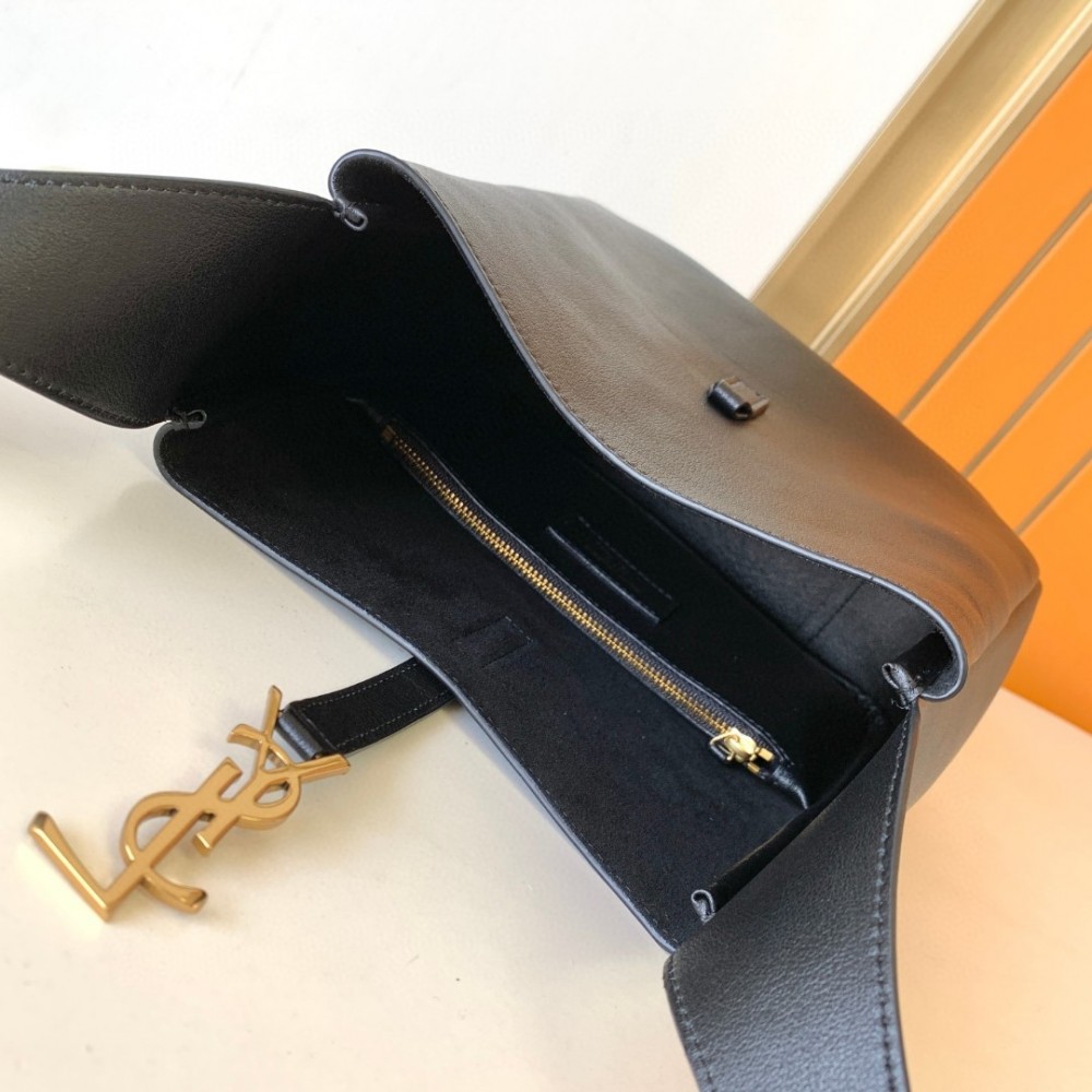 Saint Laurent textured black classic logo hardware leather chain handbag Saint Laurent textured black classic logo hardware leather chain handbag