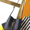 Saint Laurent classic textured black logo leather shoulder bucket bag Saint Laurent classic textured black logo leather shoulder bucket bag