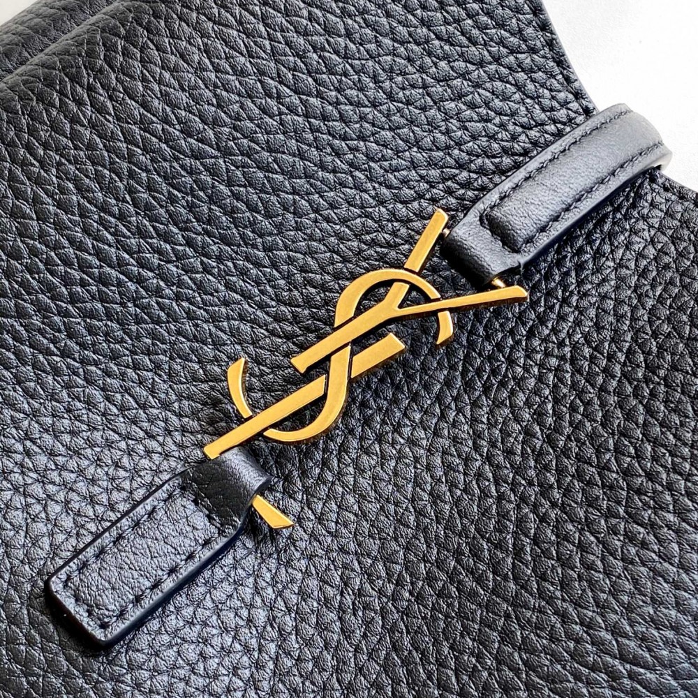 Saint Laurent classic textured black logo leather shoulder bucket bag Saint Laurent classic textured black logo leather shoulder bucket bag