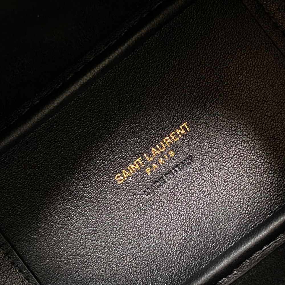 Saint Laurent classic textured black logo leather shoulder bucket bag Saint Laurent classic textured black logo leather shoulder bucket bag