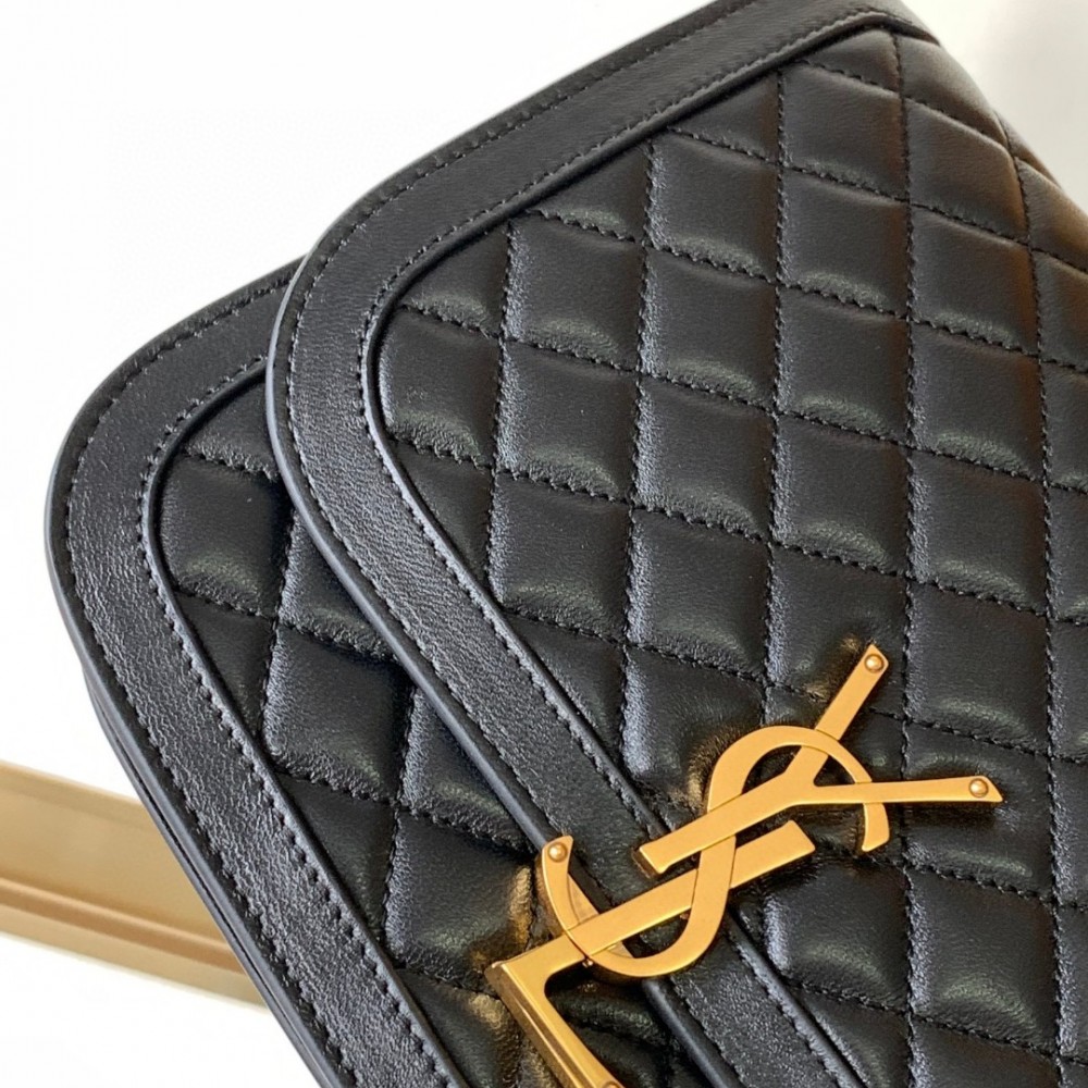 Saint Laurent classic textured black logo diamond check cowhide shoulder bag Saint Laurent classic textured black logo diamond check cowhide shoulder bag