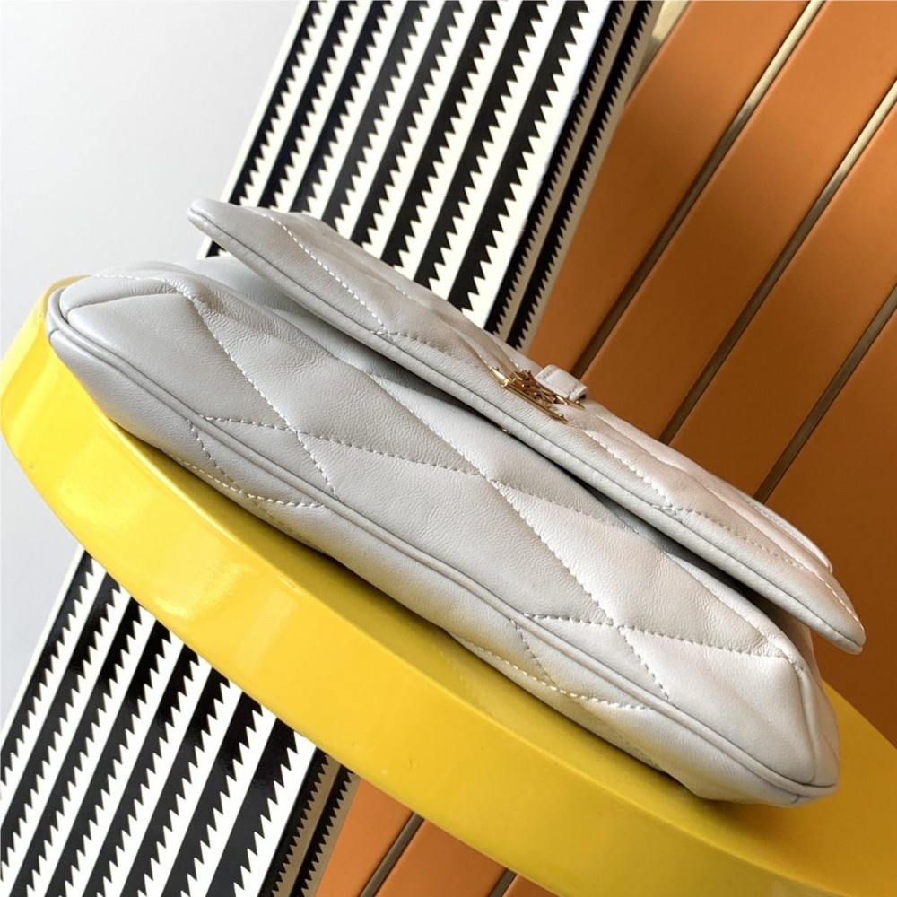 Saint Laurent classic large logo pure white diamond check cowhide shoulder bag Saint Laurent classic large logo pure white diamond check cowhide shoulder bag
