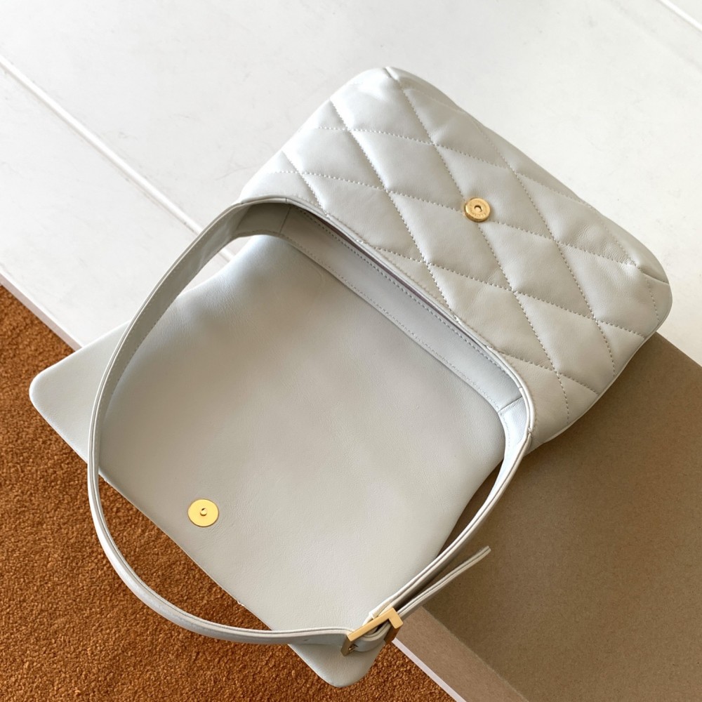 Saint Laurent classic large logo pure white diamond check cowhide shoulder bag Saint Laurent classic large logo pure white diamond check cowhide shoulder bag