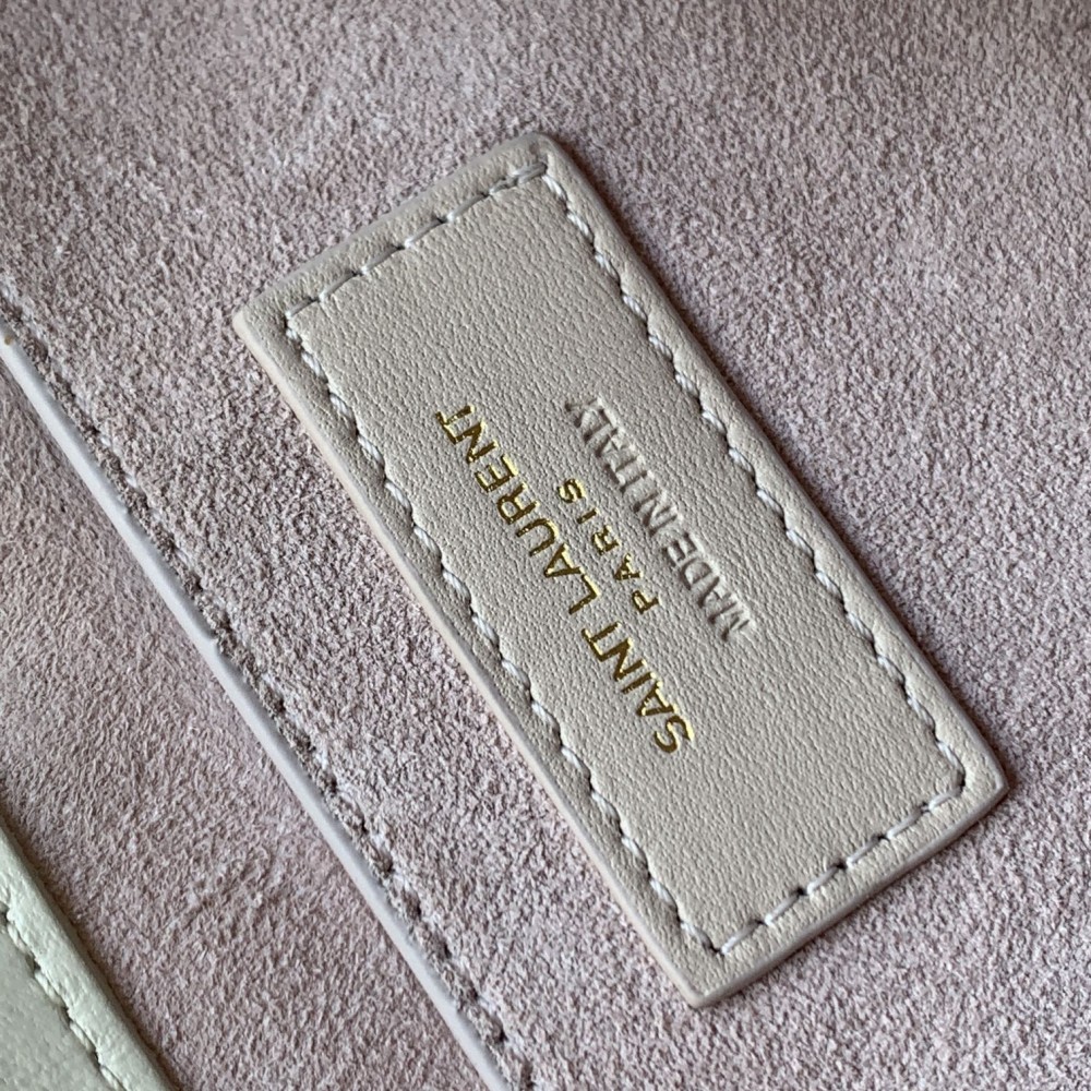 Saint Laurent classic large logo pure white diamond check cowhide shoulder bag Saint Laurent classic large logo pure white diamond check cowhide shoulder bag