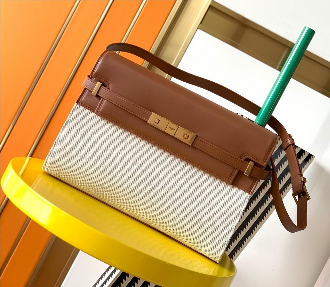 Saint Laurent Manhattan baguette with large logo and vintage leather flap Saint Laurent Manhattan baguette with large logo and vintage leather flap