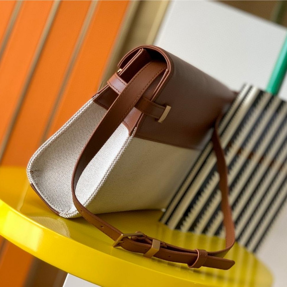 Saint Laurent Manhattan baguette with large logo and vintage leather flap Saint Laurent Manhattan baguette with large logo and vintage leather flap