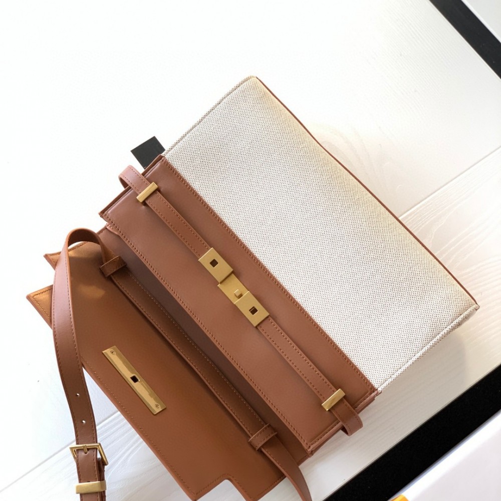 Saint Laurent Manhattan baguette with large logo and vintage leather flap Saint Laurent Manhattan baguette with large logo and vintage leather flap