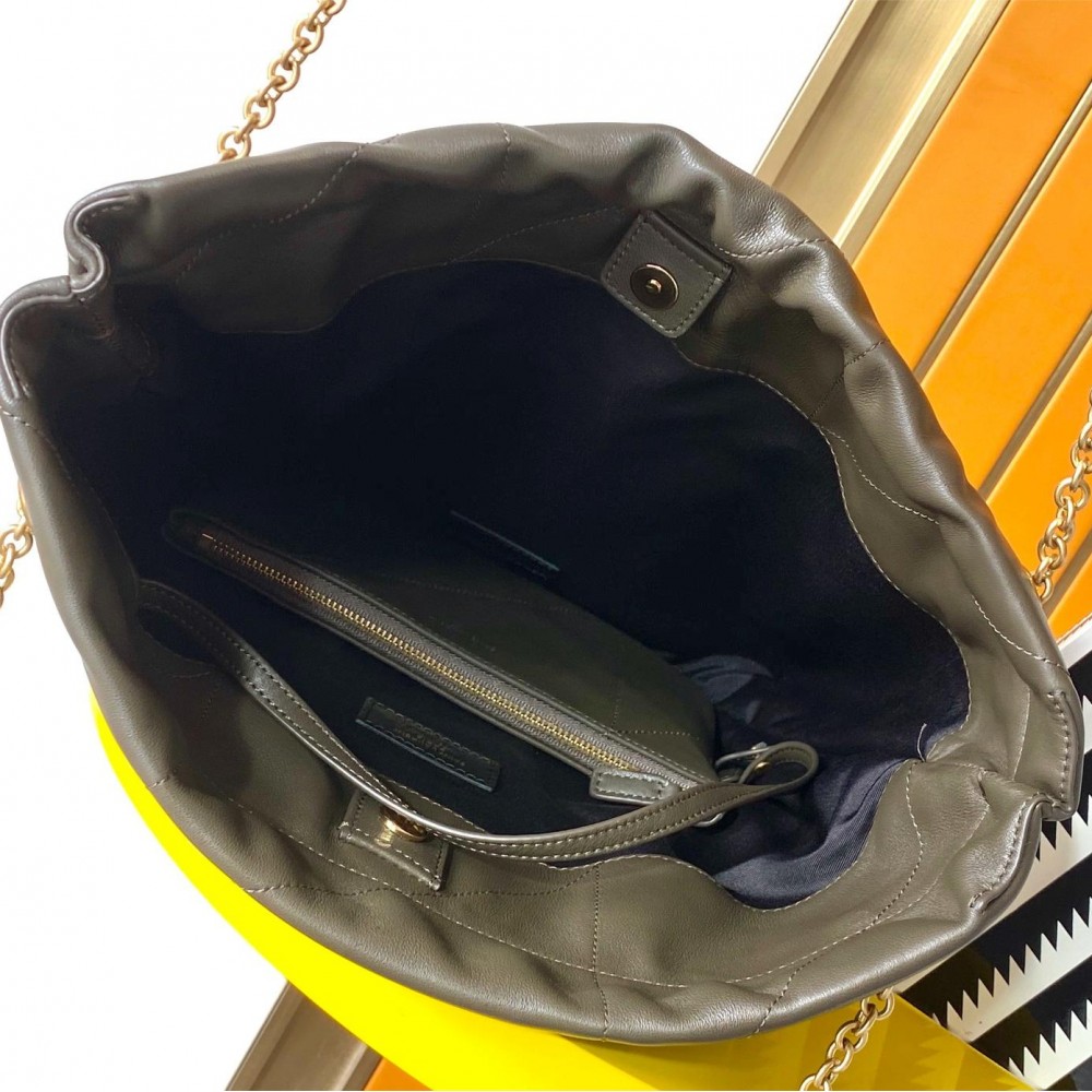 Saint Laurent large capacity exquisite hardware genuine leather dark green tote bag style Saint Laurent large capacity exquisite hardware genuine leather dark green tote bag style