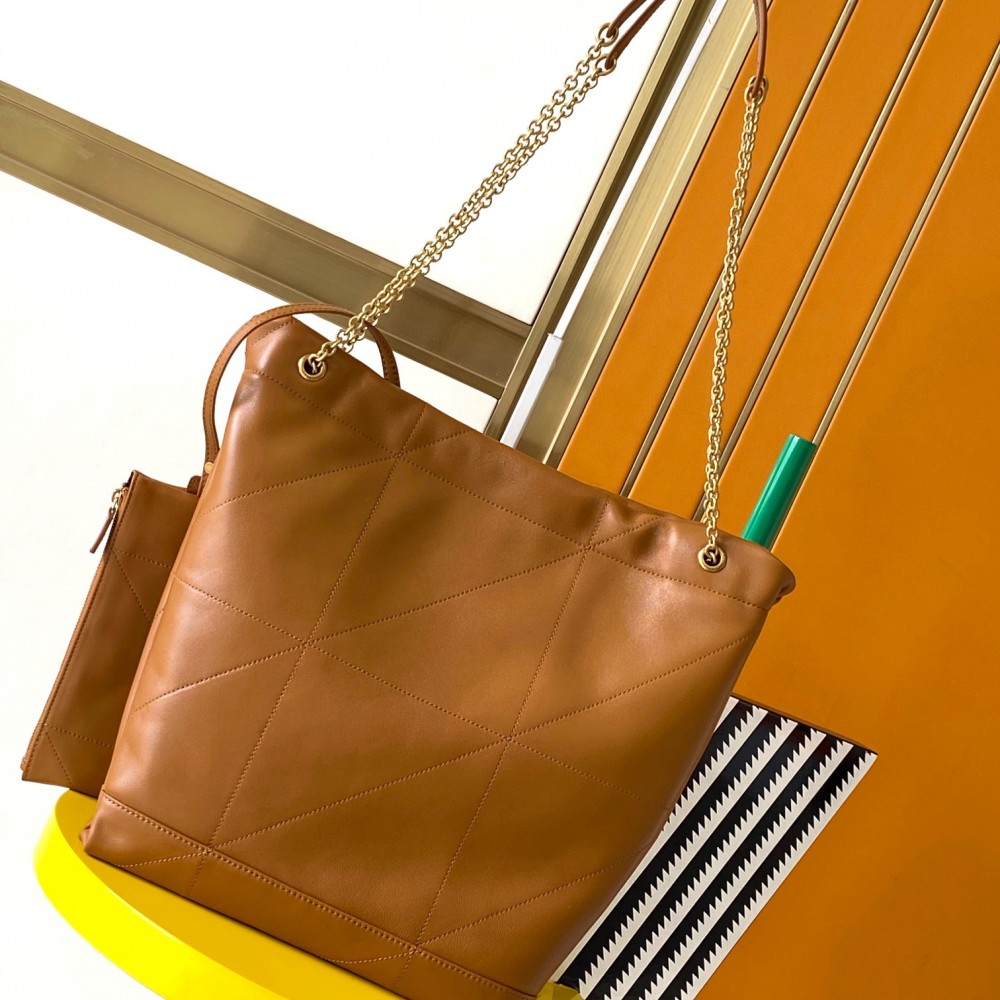 Saint Laurent Large Capacity Exquisite Hardware Genuine Leather Honey Brown Tote Bag Style Saint Laurent Large Capacity Exquisite Hardware Genuine Leather Honey Brown Tote Bag Style