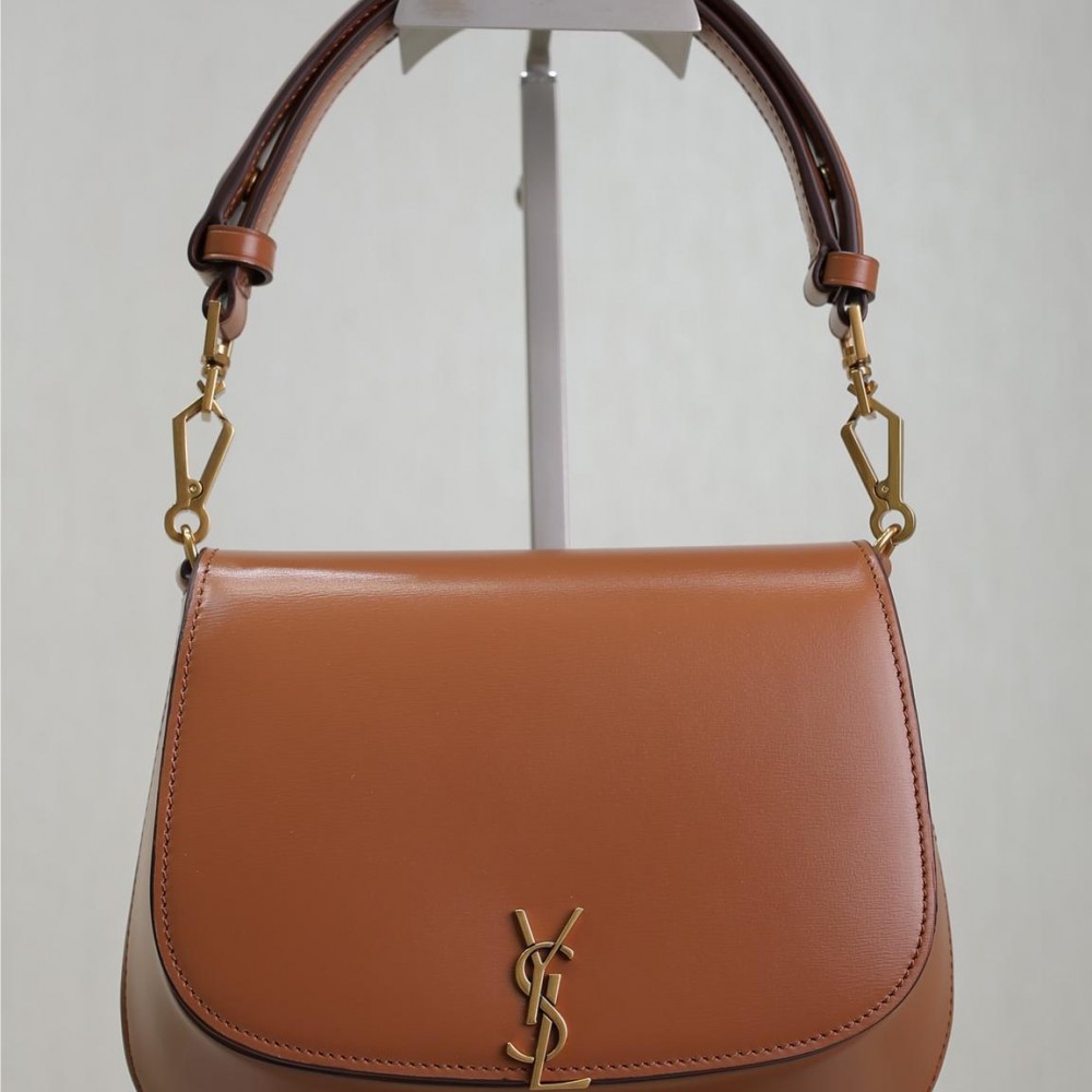 Saint Laurent classic brown exquisite hardware flap leather shoulder mini bag Saint Laurent classic brown exquisite hardware flap leather shoulder mini bag