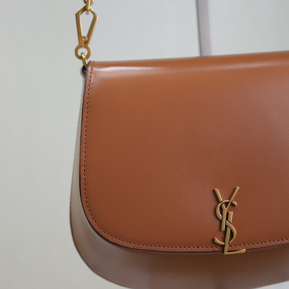 Saint Laurent classic brown exquisite hardware flap leather shoulder mini bag Saint Laurent classic brown exquisite hardware flap leather shoulder mini bag