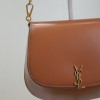 Saint Laurent classic brown exquisite hardware flap leather shoulder mini bag Saint Laurent classic brown exquisite hardware flap leather shoulder mini bag
