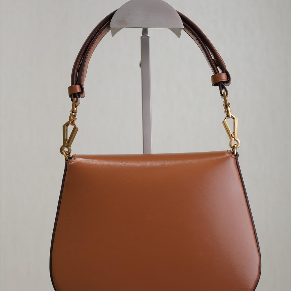 Saint Laurent classic brown exquisite hardware flap leather shoulder mini bag Saint Laurent classic brown exquisite hardware flap leather shoulder mini bag