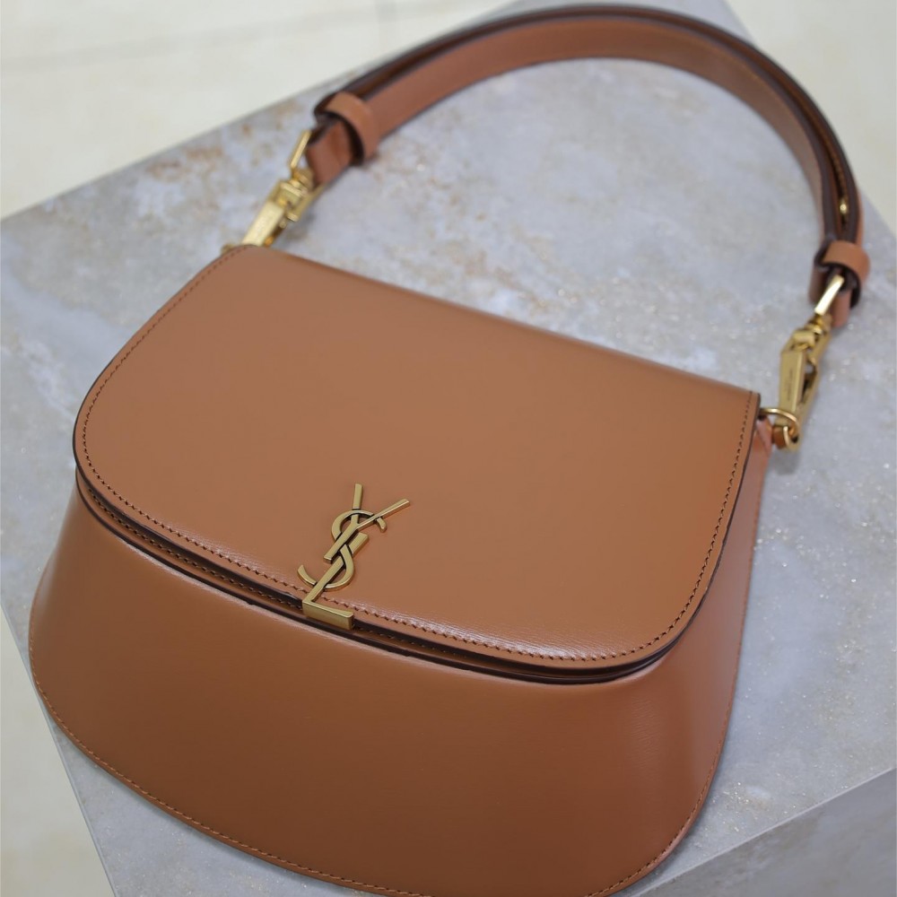 Saint Laurent classic brown exquisite hardware flap leather shoulder mini bag Saint Laurent classic brown exquisite hardware flap leather shoulder mini bag