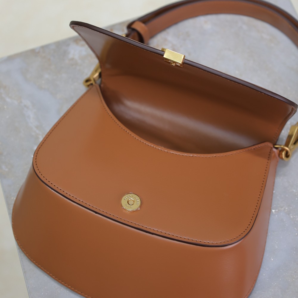 Saint Laurent classic brown exquisite hardware flap leather shoulder mini bag Saint Laurent classic brown exquisite hardware flap leather shoulder mini bag
