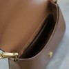 Saint Laurent classic brown exquisite hardware flap leather shoulder mini bag Saint Laurent classic brown exquisite hardware flap leather shoulder mini bag