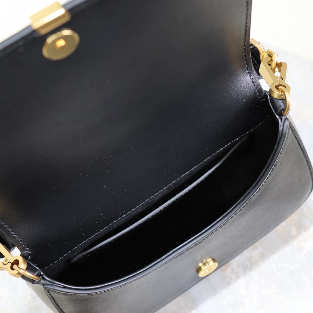 Saint Laurent classic pure black exquisite hardware flap leather shoulder mini bag Saint Laurent classic pure black exquisite hardware flap leather shoulder mini bag