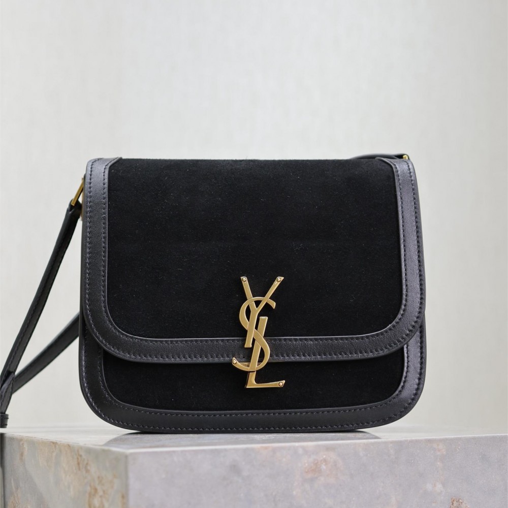 Saint Laurent pure black suede leather chain shoulder bag Saint Laurent pure black suede leather chain shoulder bag
