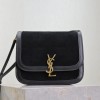 Saint Laurent pure black suede leather chain shoulder bag Saint Laurent pure black suede leather chain shoulder bag