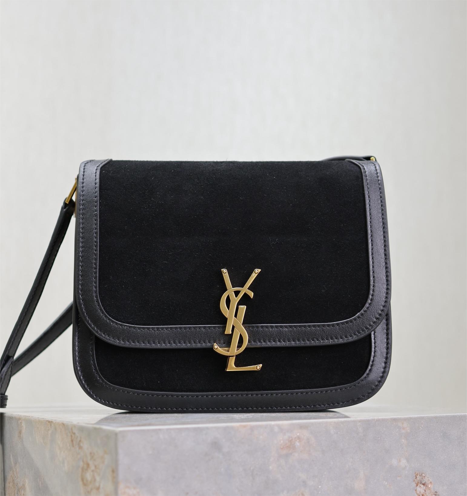Saint Laurent pure black suede leather chain shoulder bag Saint Laurent pure black suede leather chain shoulder bag