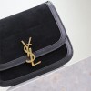 Saint Laurent pure black suede leather chain shoulder bag Saint Laurent pure black suede leather chain shoulder bag