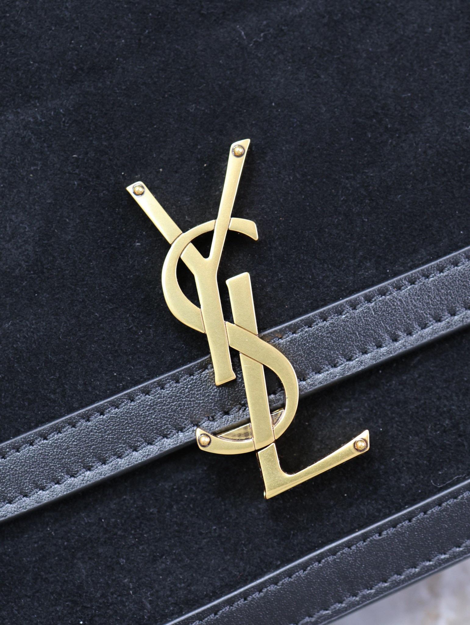Saint Laurent pure black suede leather chain shoulder bag Saint Laurent pure black suede leather chain shoulder bag