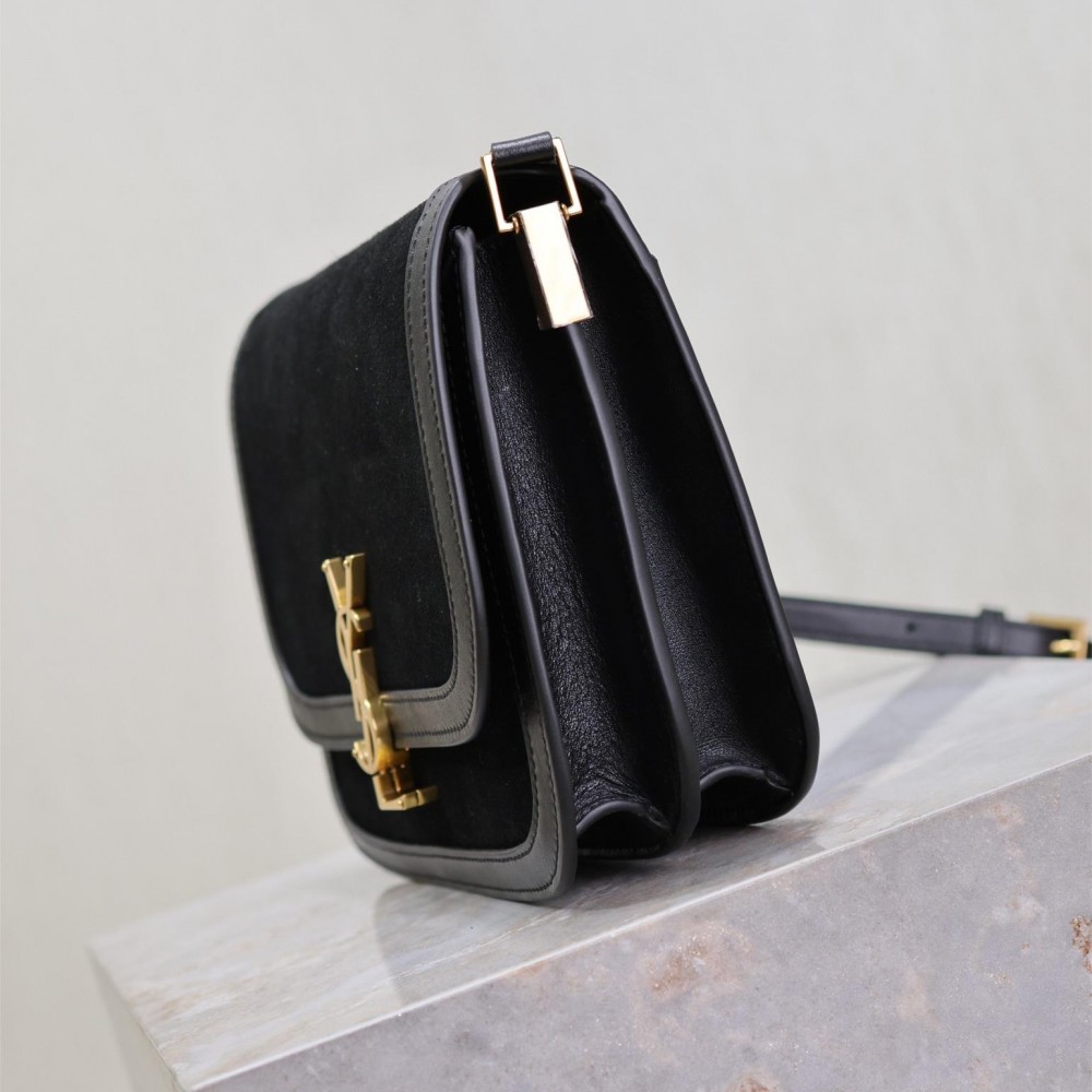 Saint Laurent pure black suede leather chain shoulder bag Saint Laurent pure black suede leather chain shoulder bag