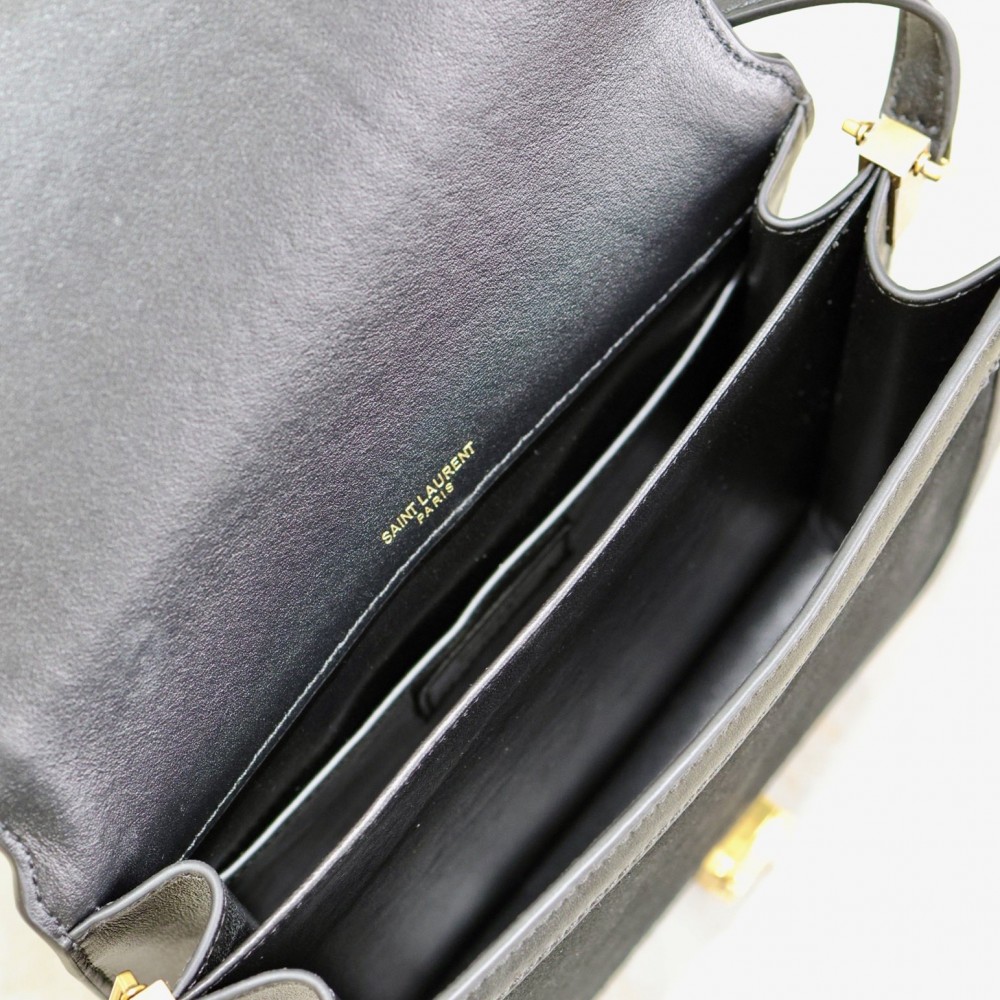 Saint Laurent pure black suede leather chain shoulder bag Saint Laurent pure black suede leather chain shoulder bag
