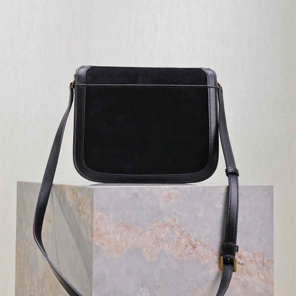 Saint Laurent pure black suede leather chain shoulder bag Saint Laurent pure black suede leather chain shoulder bag