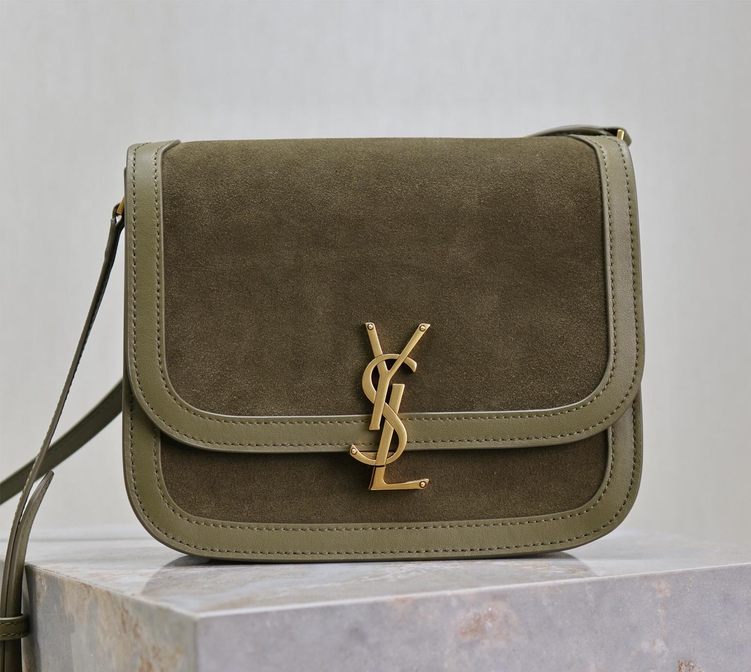Saint Laurent Matcha Green Suede Chain Shoulder Bag Saint Laurent Matcha Green Suede Chain Shoulder Bag